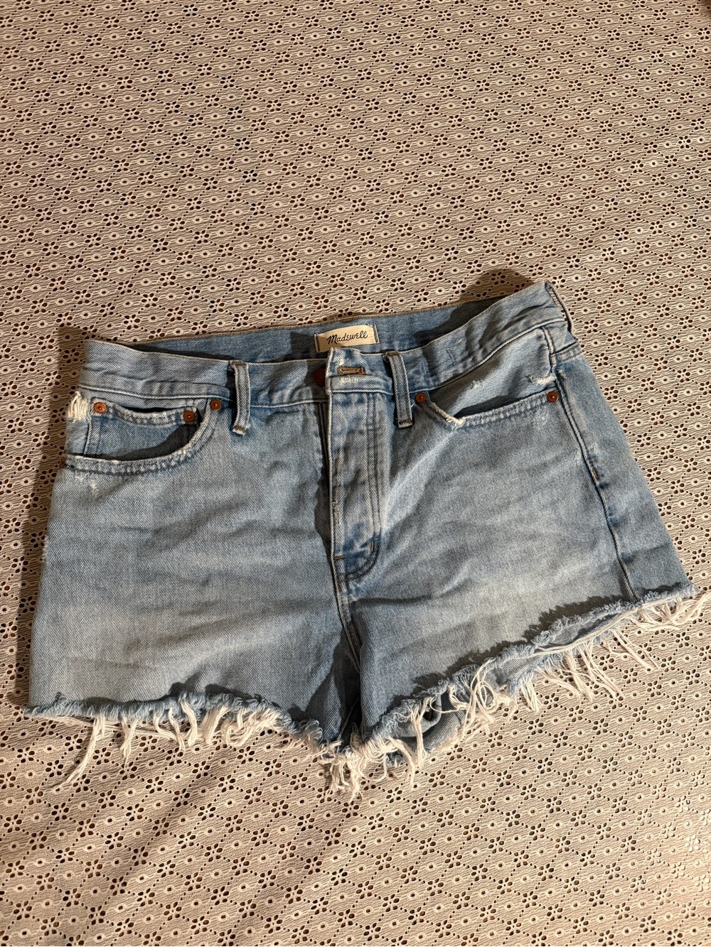 Madewell Light Blue Denim Cutoff Shorts with Frayed Hem